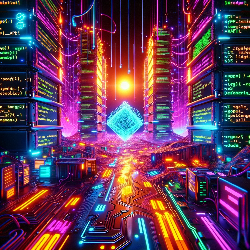 A neon cyber datascape